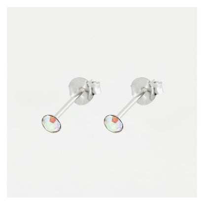 Silver Birthstone Gem Studs - 4mm
