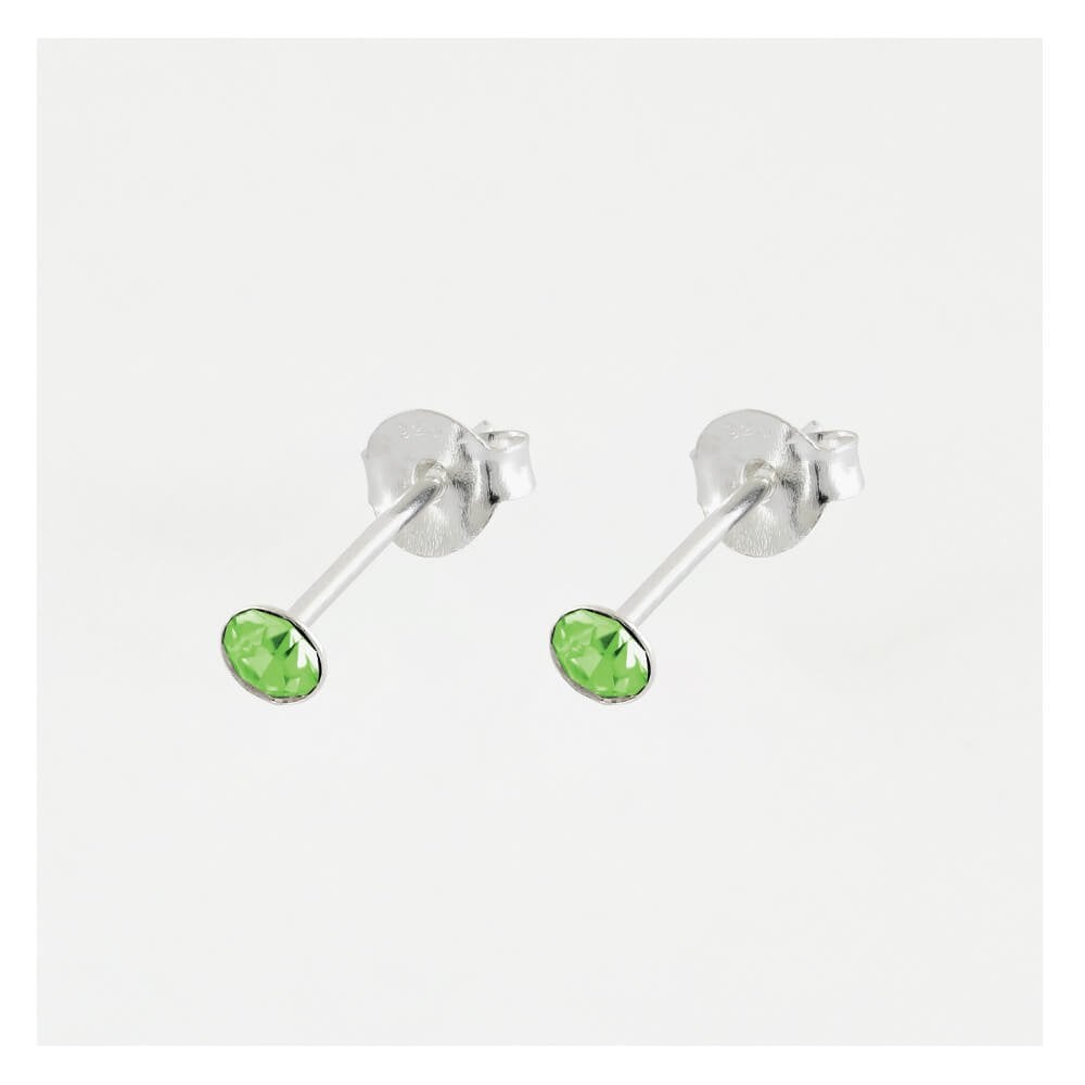 Silver Birthstone Gem Studs - 4mm