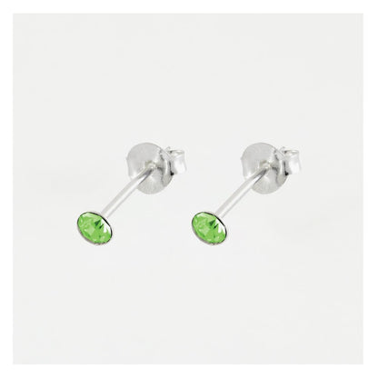 Silver Birthstone Gem Studs - 4mm