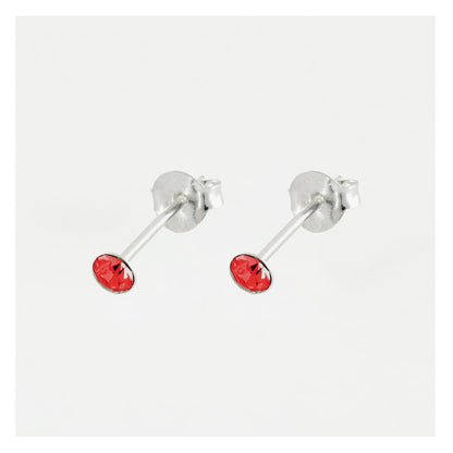 Silver Birthstone Gem Studs - 4mm