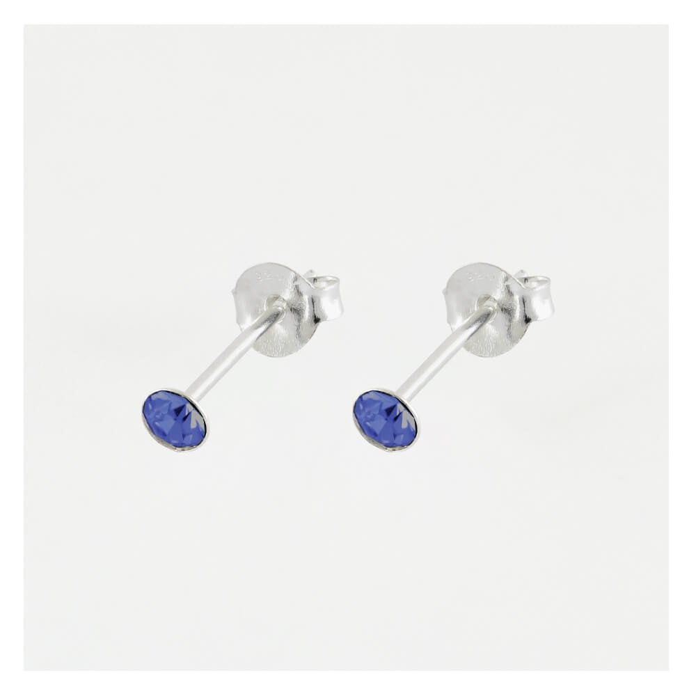 Silver Birthstone Gem Studs - 4mm
