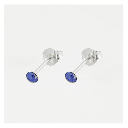 Silver Birthstone Gem Studs - 4mm