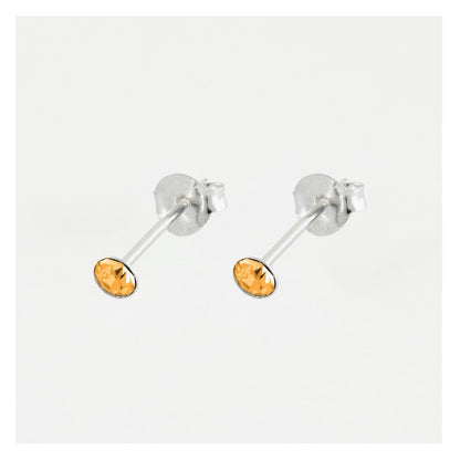 Silver Birthstone Gem Studs - 4mm