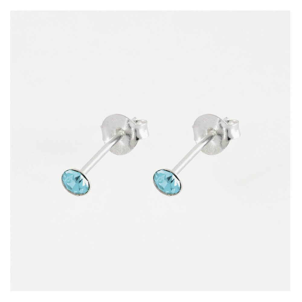 Silver Birthstone Gem Studs - 4mm