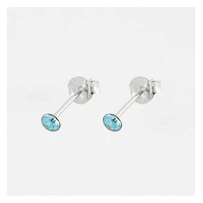 Silver Birthstone Gem Studs - 4mm