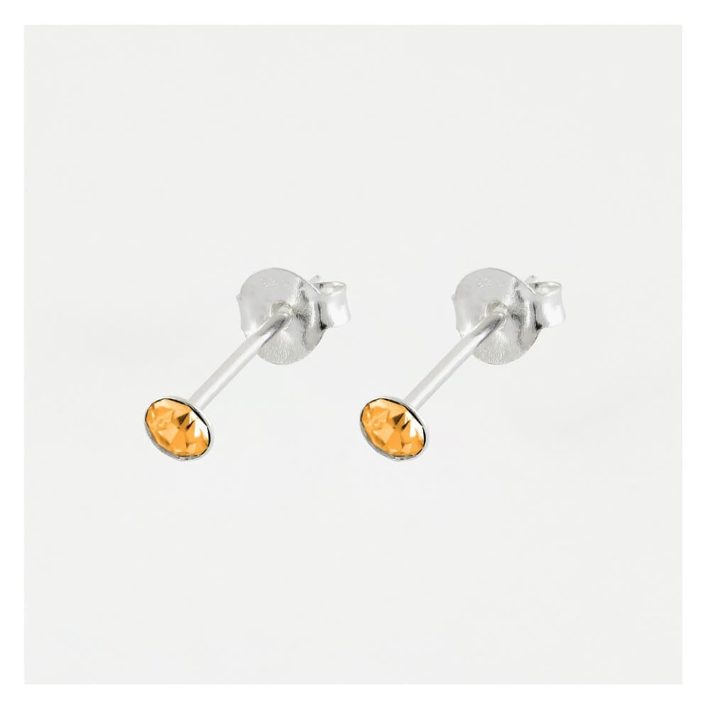 Silver Birthstone Gem Studs - 4mm