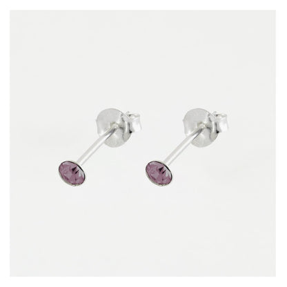 Silver Birthstone Gem Studs - 4mm