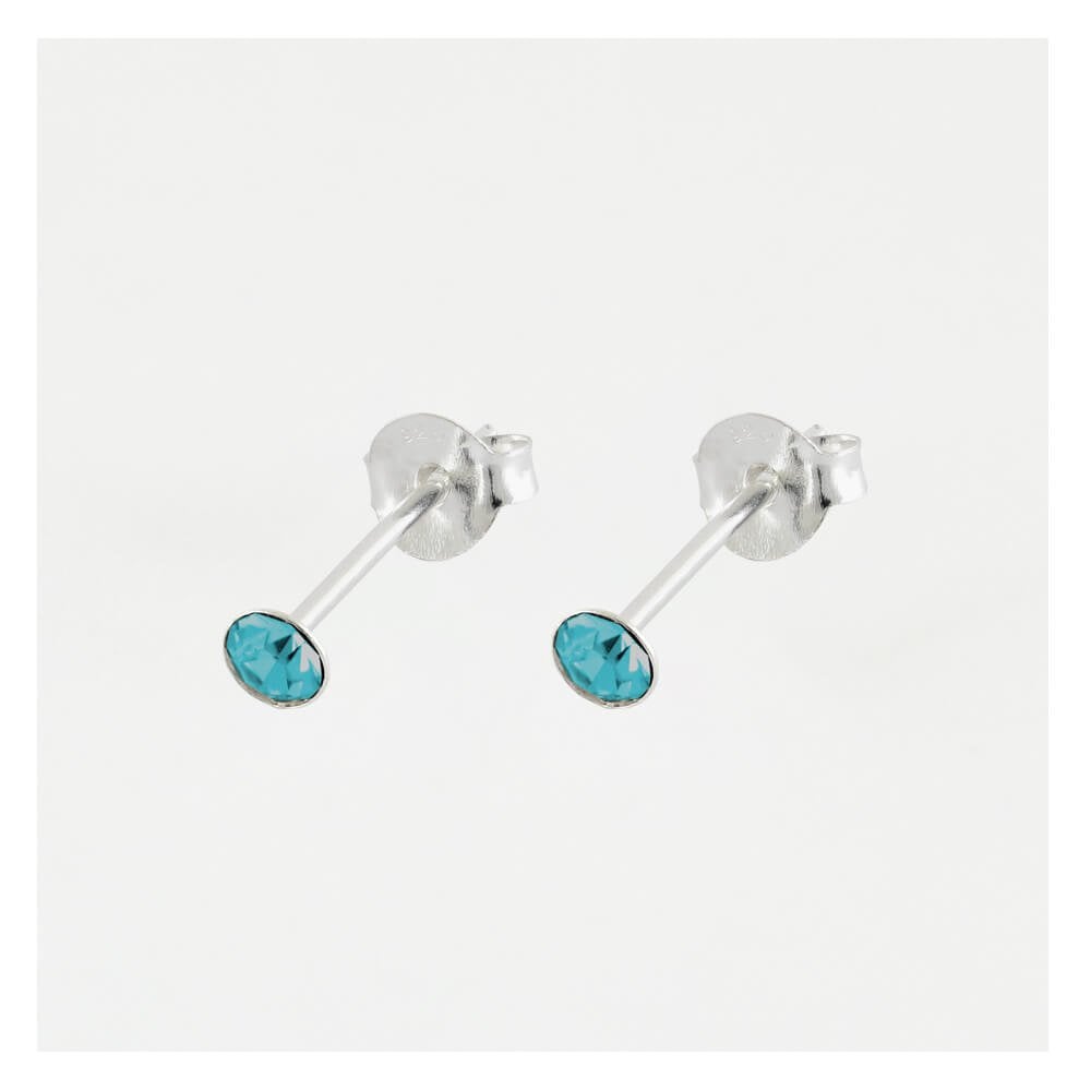 Silver Birthstone Gem Studs - 4mm