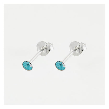 Silver Birthstone Gem Studs - 4mm
