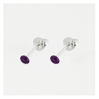 Silver Birthstone Gem Studs - 4mm