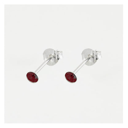 Silver Birthstone Gem Studs - 4mm