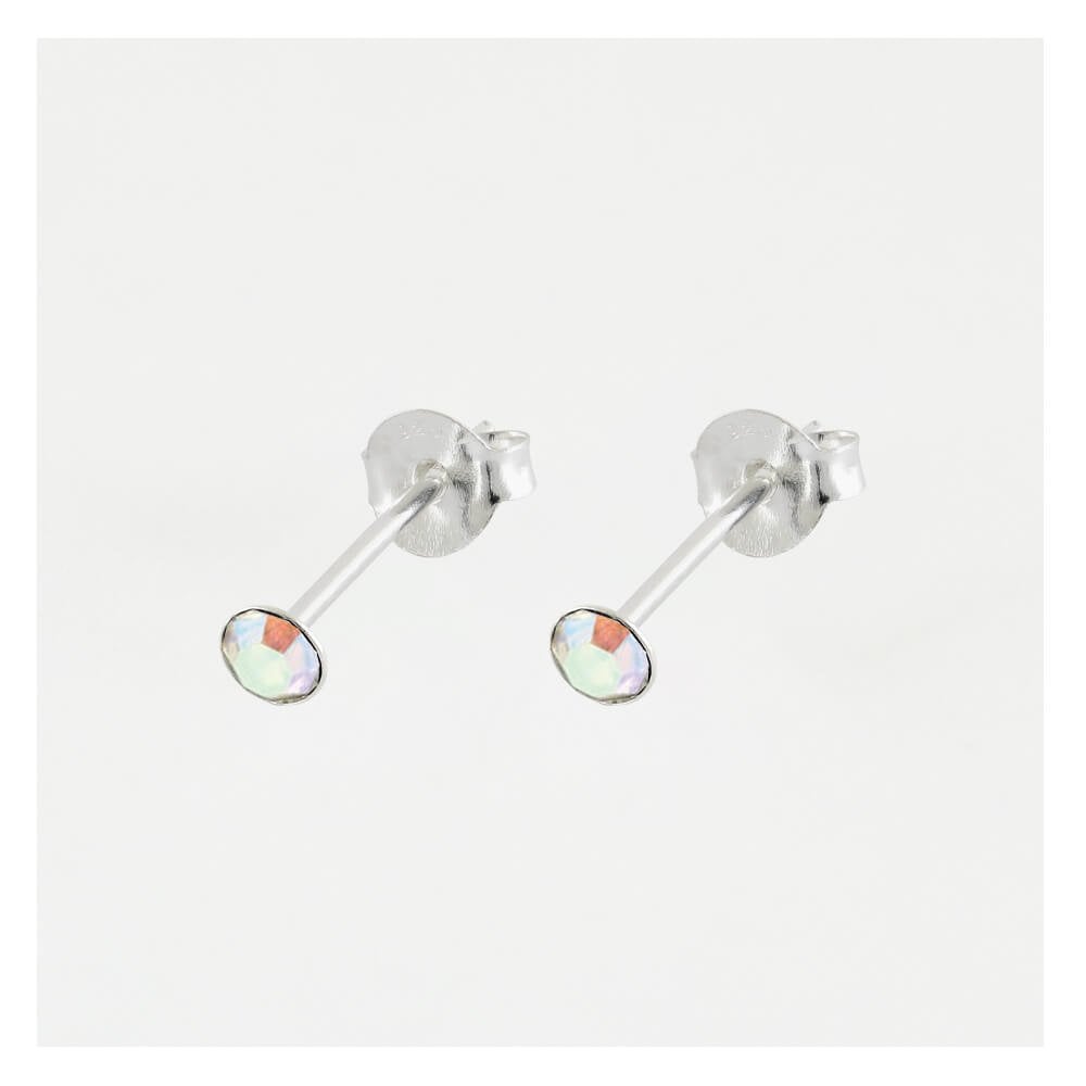 Silver Birthstone Gem Studs - 4mm