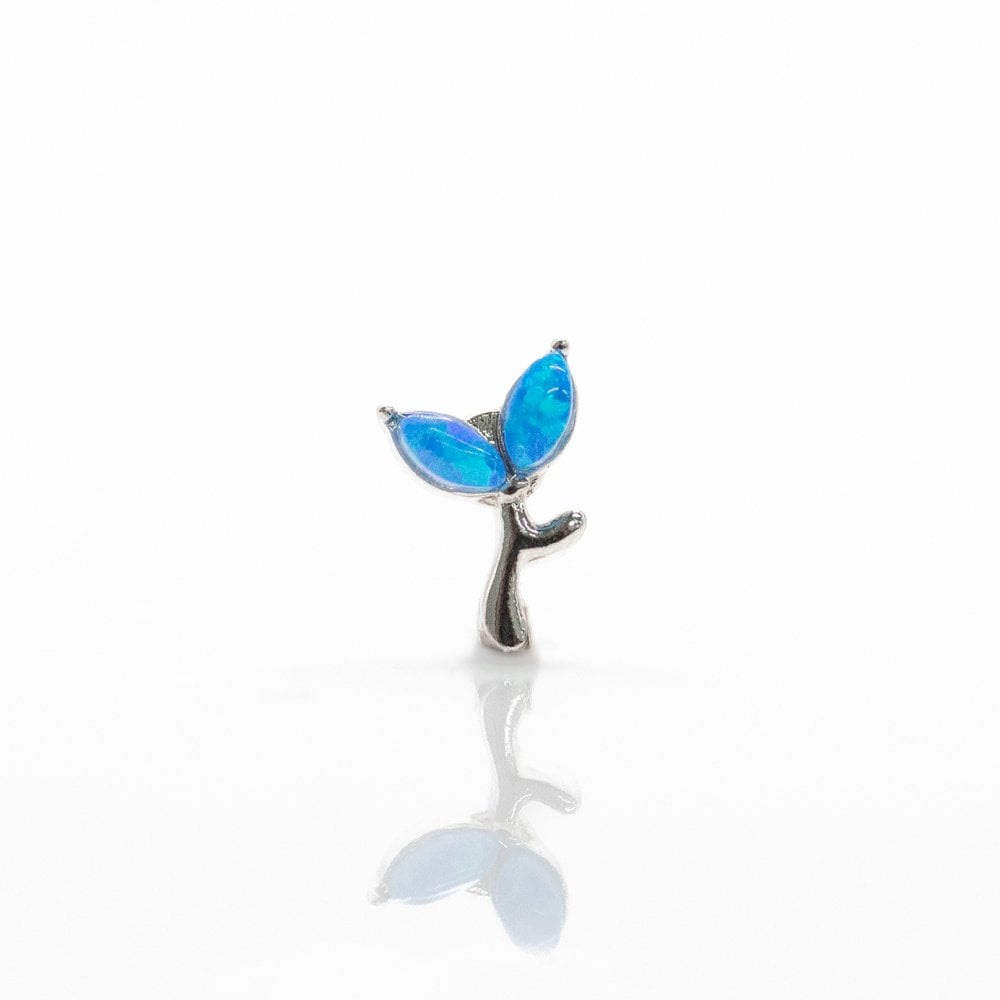 Steel Blue Synthetic Opal Petal Labret
