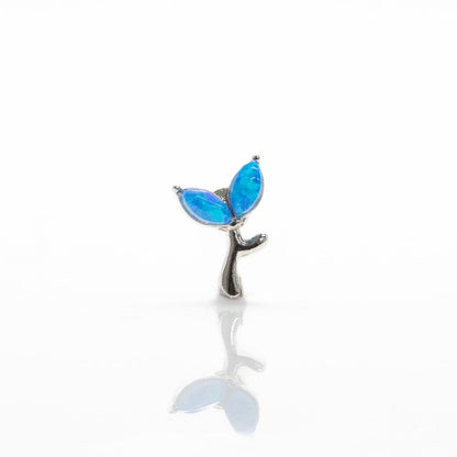 Steel Blue Synthetic Opal Petal Labret
