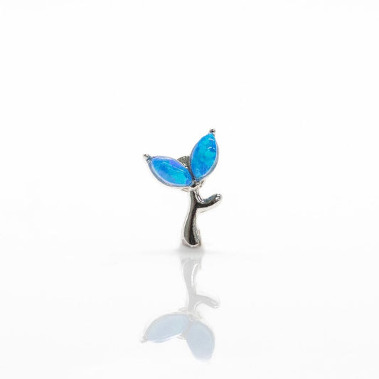 Steel Blue Synthetic Opal Petal Labret
