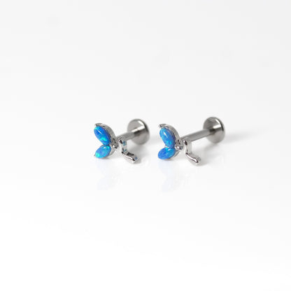 Steel Blue Synthetic Opal Petal Labret