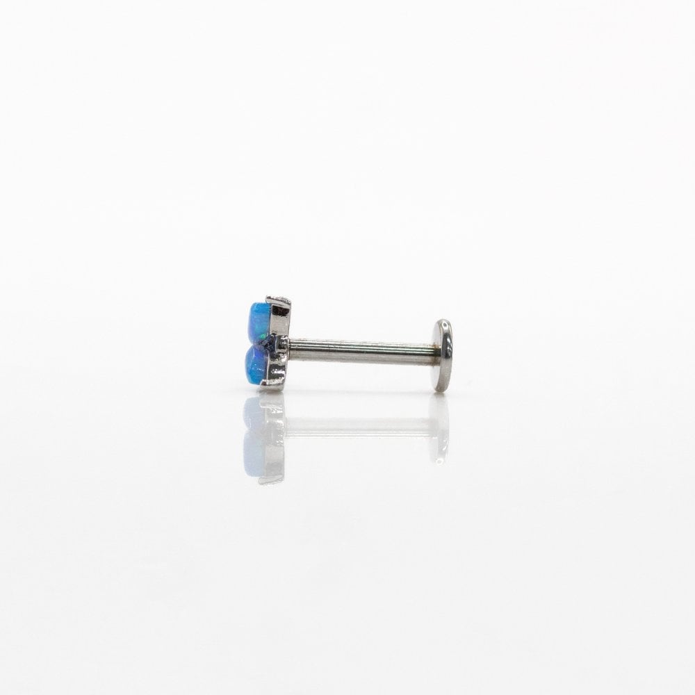 Steel Blue Synthetic Opal Petal Labret