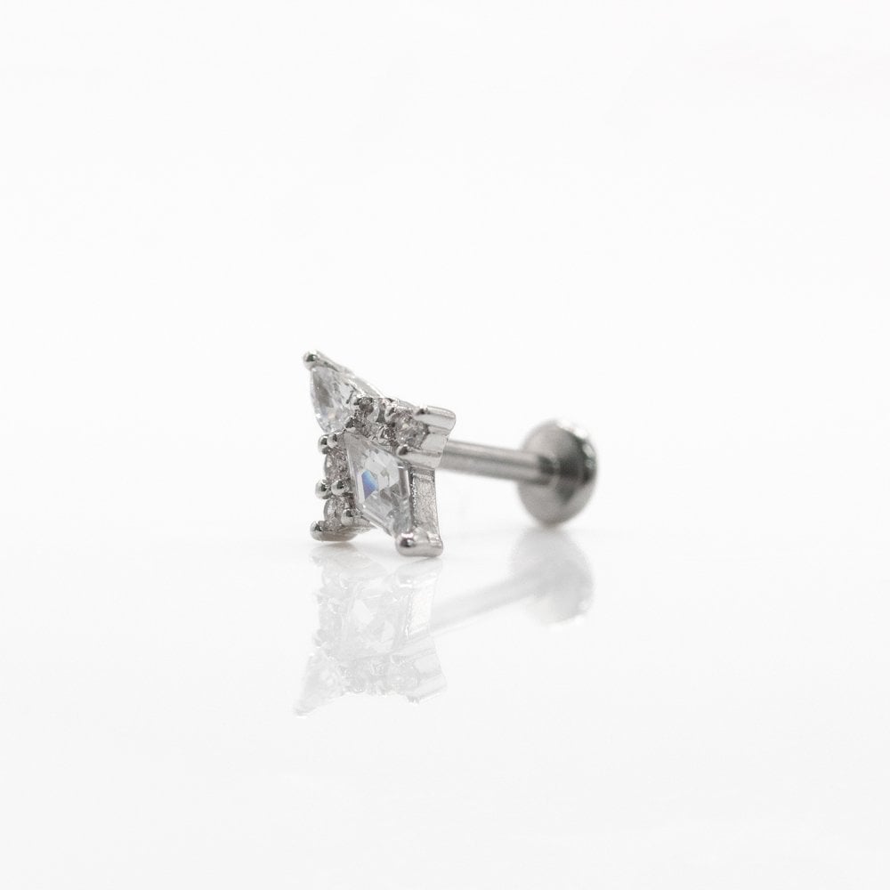Steel Geometric Diamond Labret