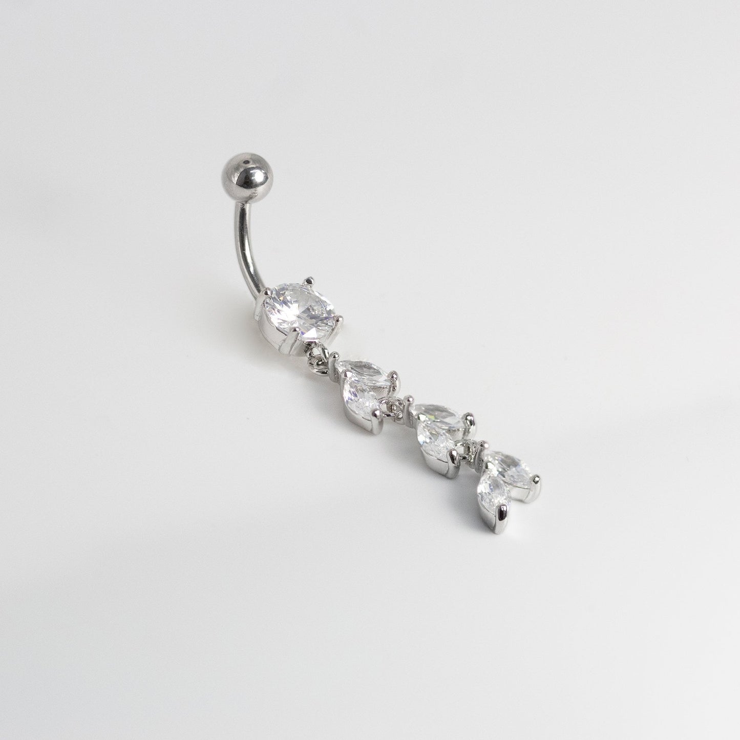 Steel Crystal Vine Dangle Belly Bar