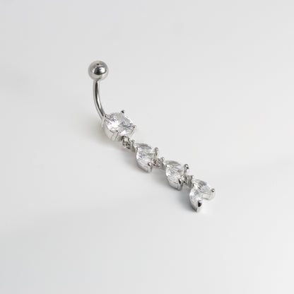 Steel Crystal Vine Dangle Belly Bar