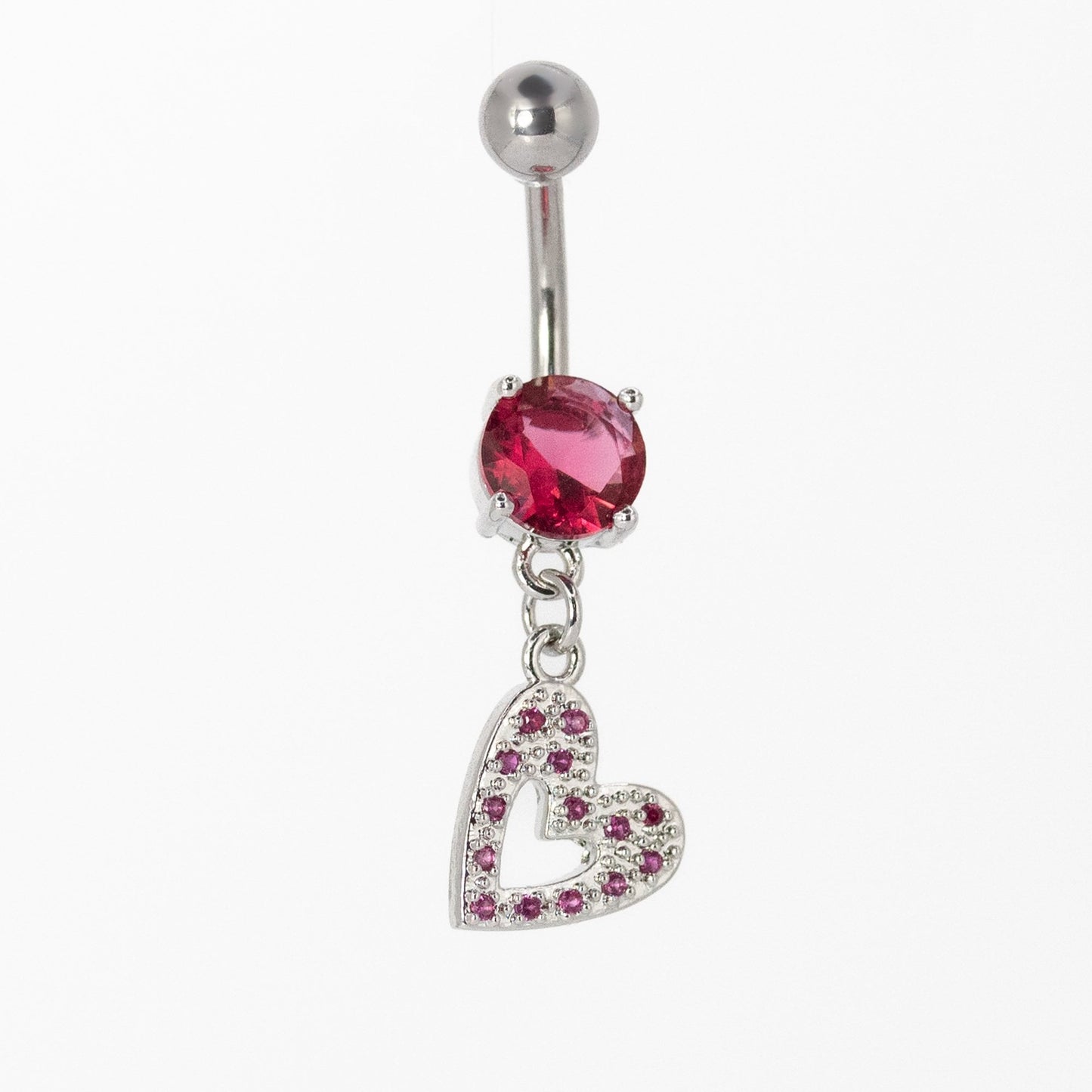 Steel Bubble Heart Dangle Belly Bar