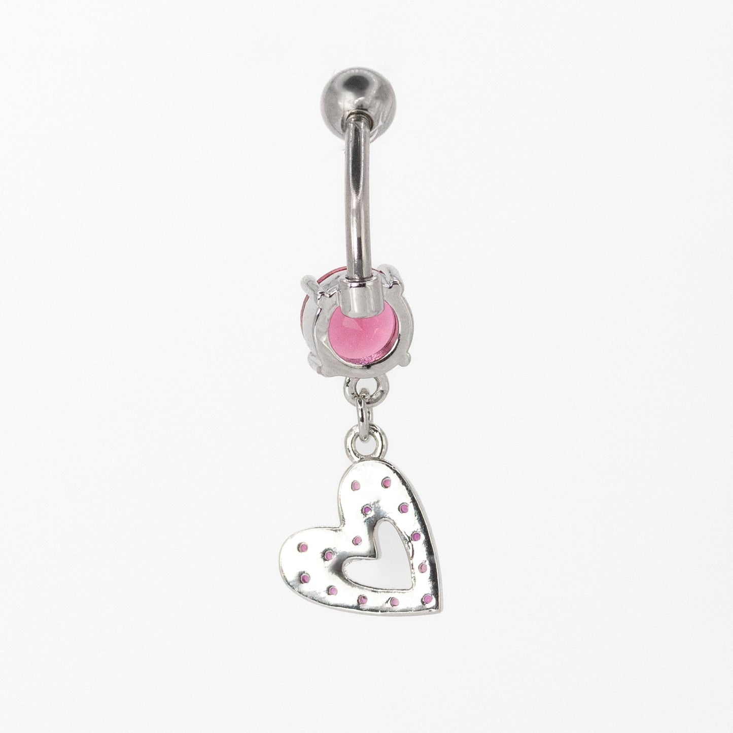 Steel Bubble Heart Dangle Belly Bar