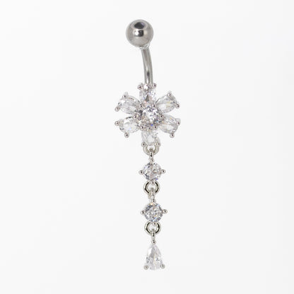 Steel Crystal Bloom Drop Belly Bar
