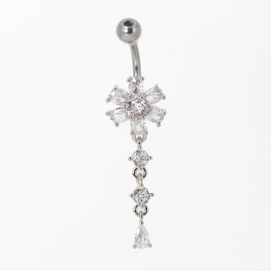 Steel Crystal Bloom Drop Belly Bar