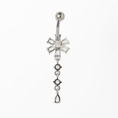 Steel Crystal Bloom Drop Belly Bar