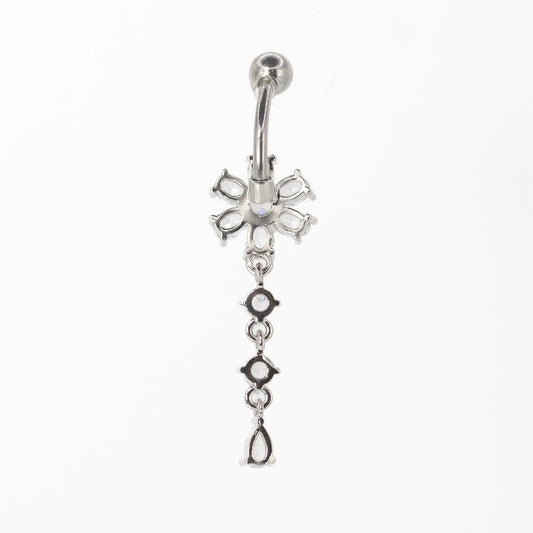Steel Crystal Bloom Drop Belly Bar