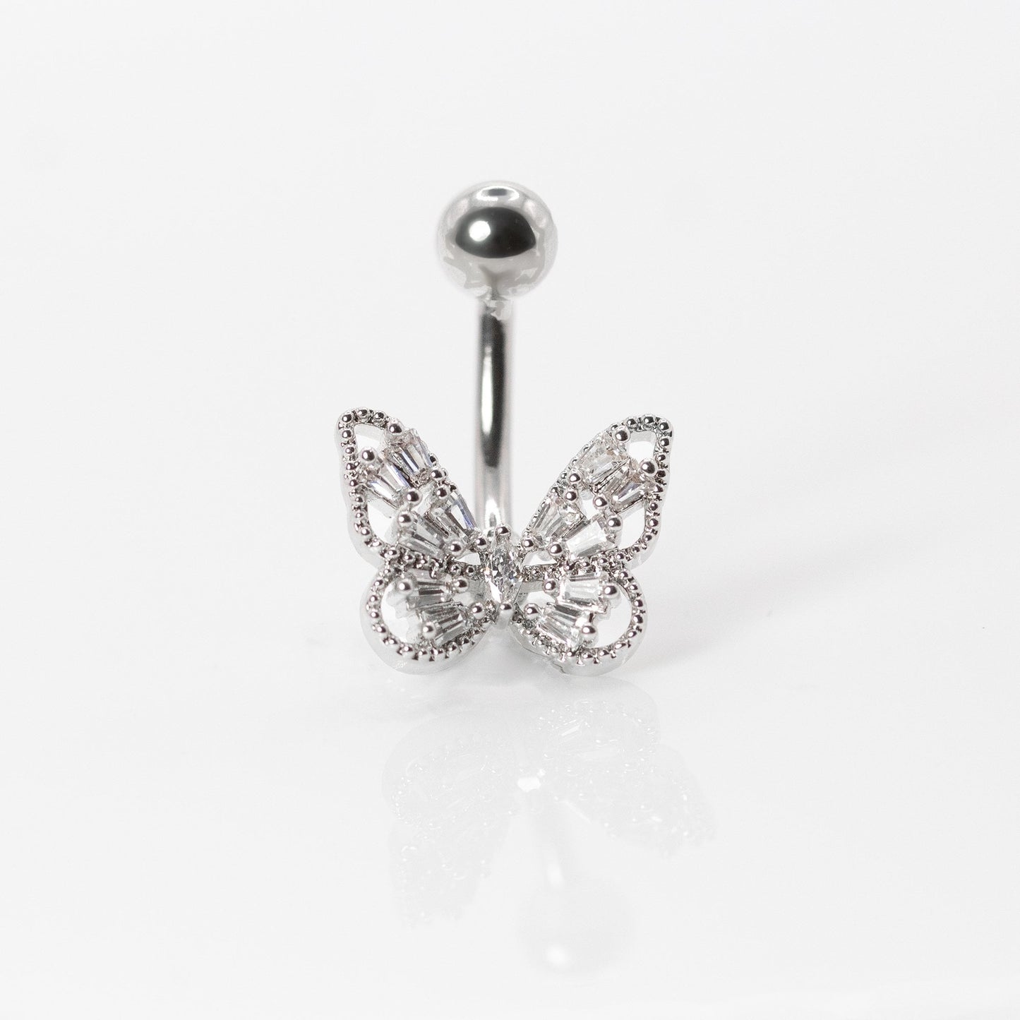 Steel Crystal Pavé Butterfly Belly Bar