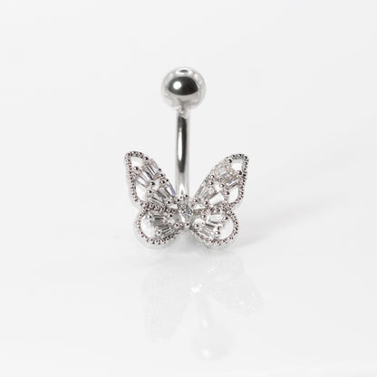 Steel Crystal Pavé Butterfly Belly Bar