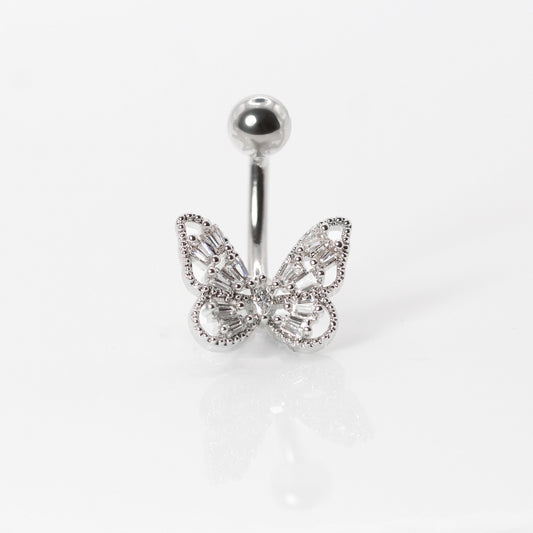 Steel Crystal Pavé Butterfly Belly Bar