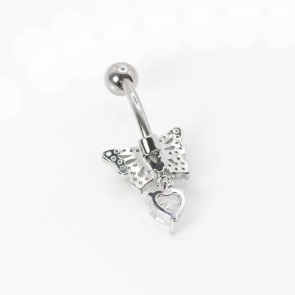 Steel Charmed Butterfly Belly Bar