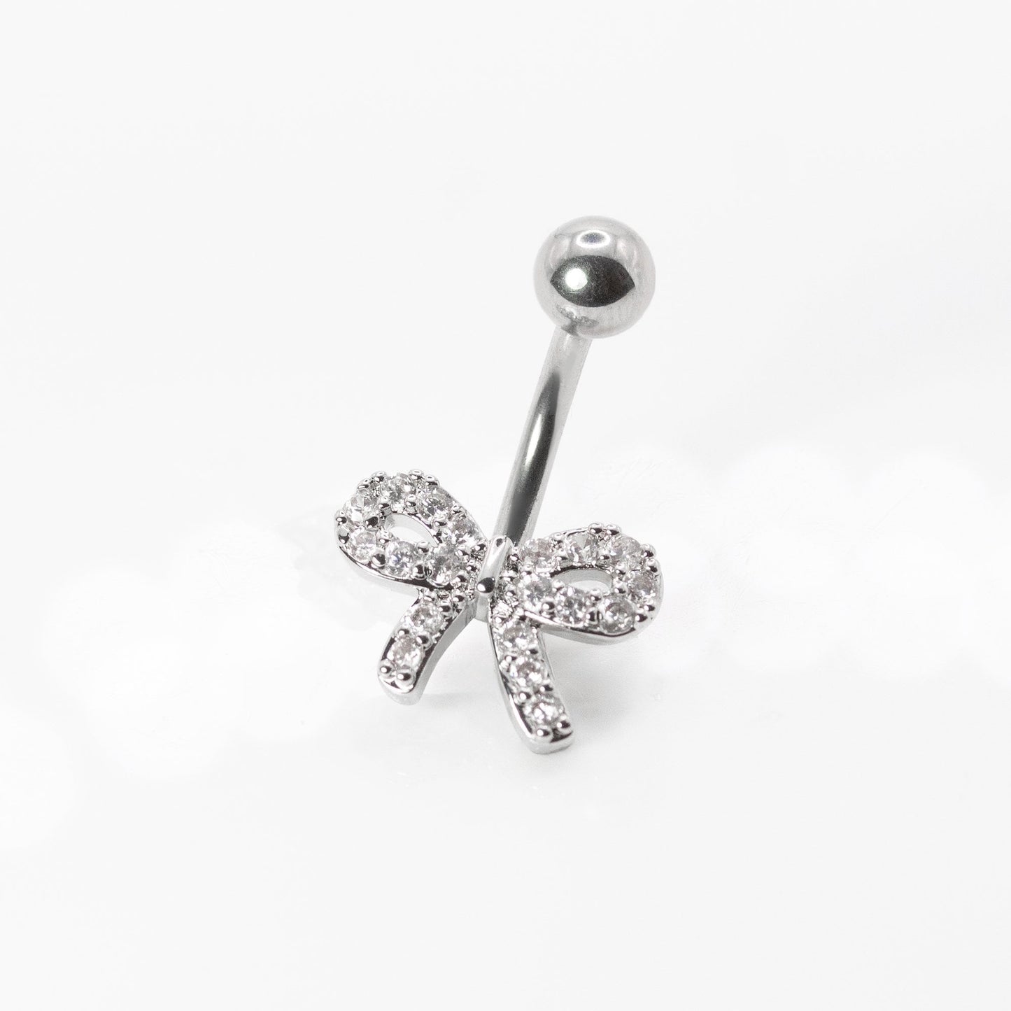 Steel Crystal Pavé Ribbon Bow Belly Bar