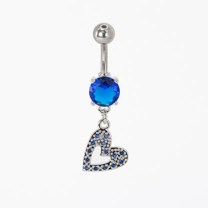 Steel Bubble Heart Dangle Belly Bar