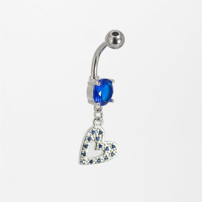 Steel Bubble Heart Dangle Belly Bar