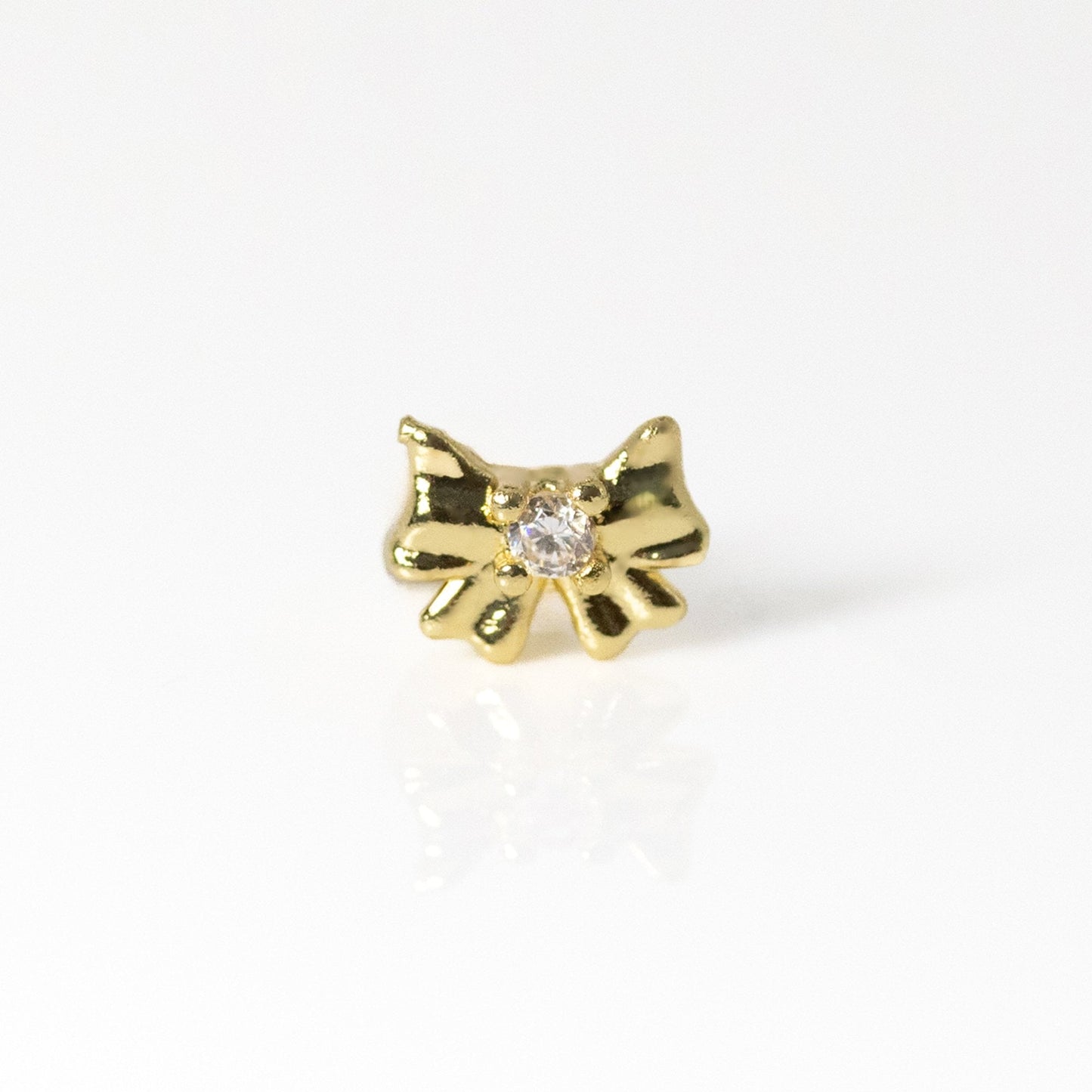 Gold PVD Steel Dainty Ribbon Bow Labret