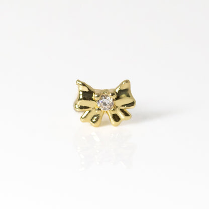 Gold PVD Steel Dainty Ribbon Bow Labret