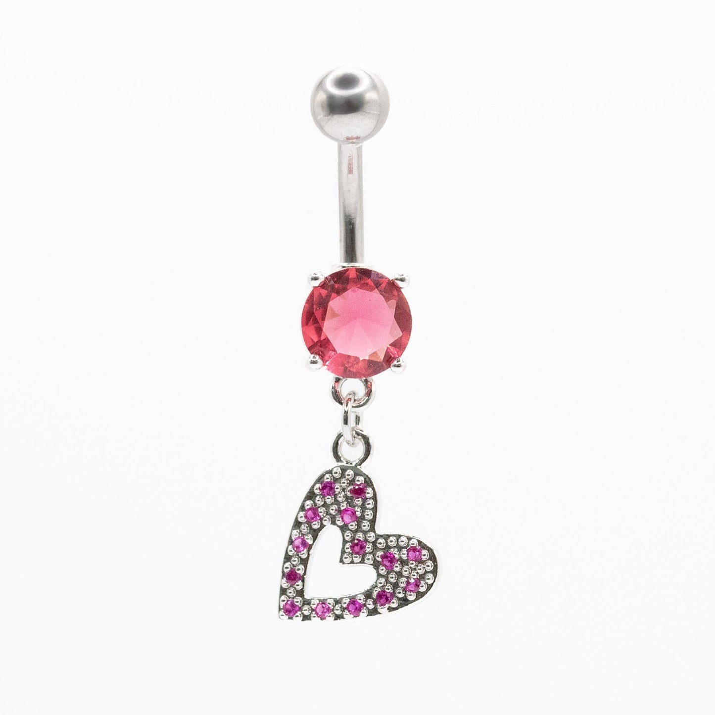 Steel Bubble Heart Dangle Belly Bar