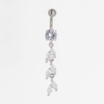 Steel Crystal Vine Dangle Belly Bar