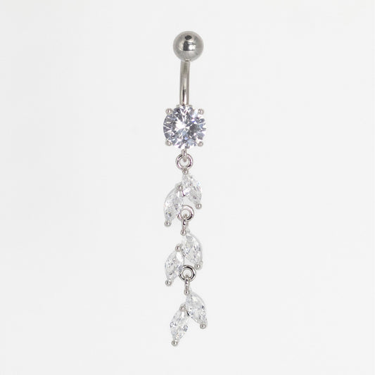 Steel Crystal Vine Dangle Belly Bar