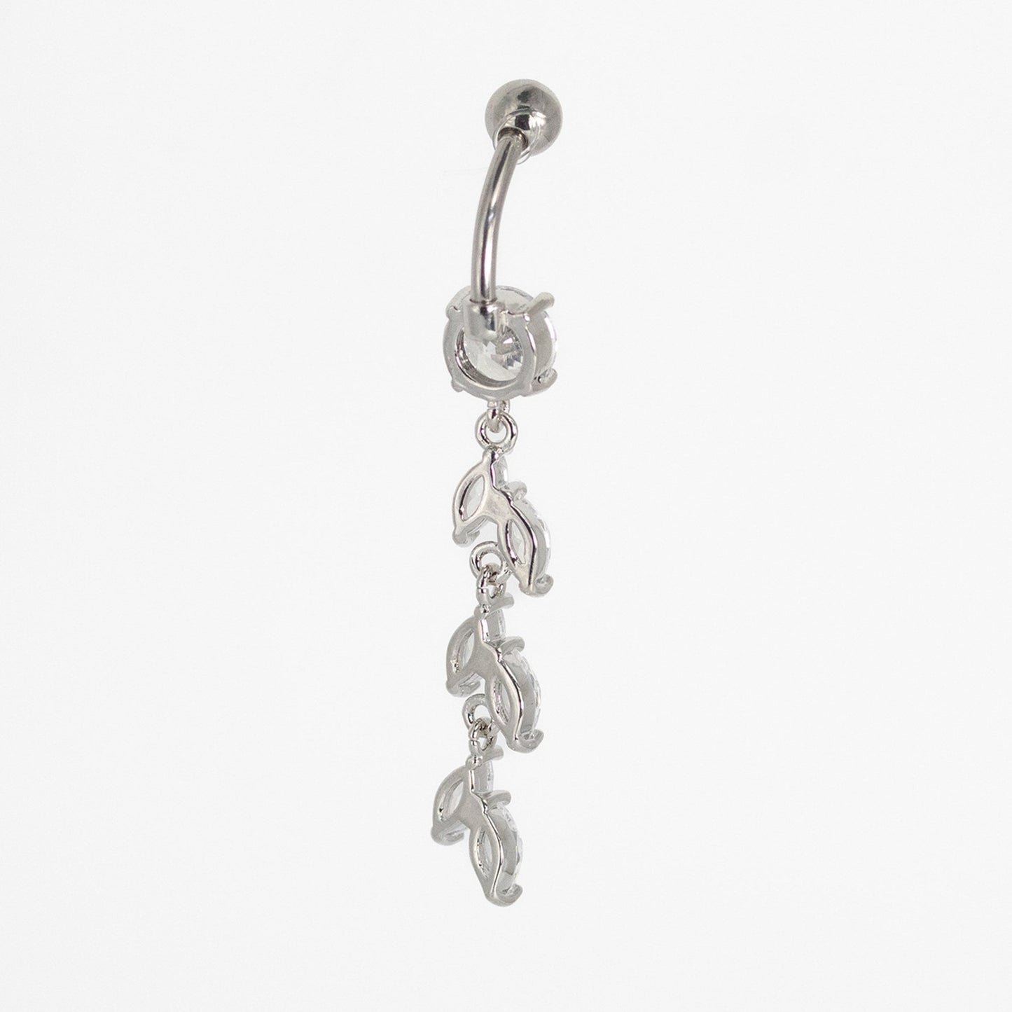 Steel Crystal Vine Dangle Belly Bar