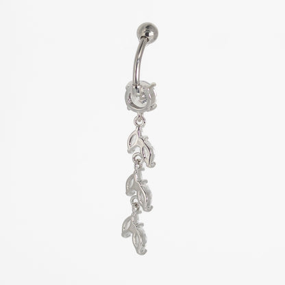 Steel Crystal Vine Dangle Belly Bar