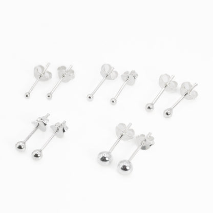 Silver Plain Ball Ear Studs 1.5 - 4mm