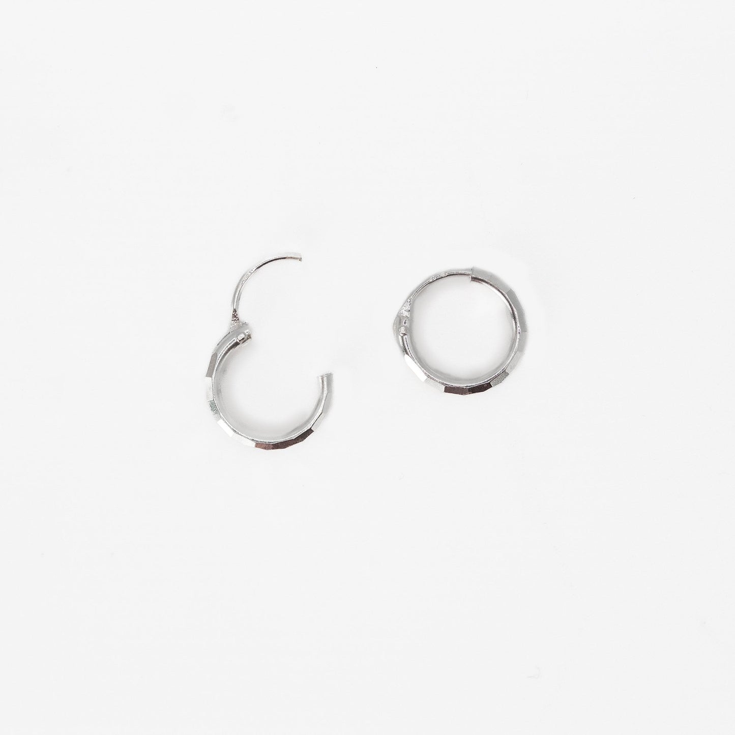 Silver Hammered Square Hoops - 10mm