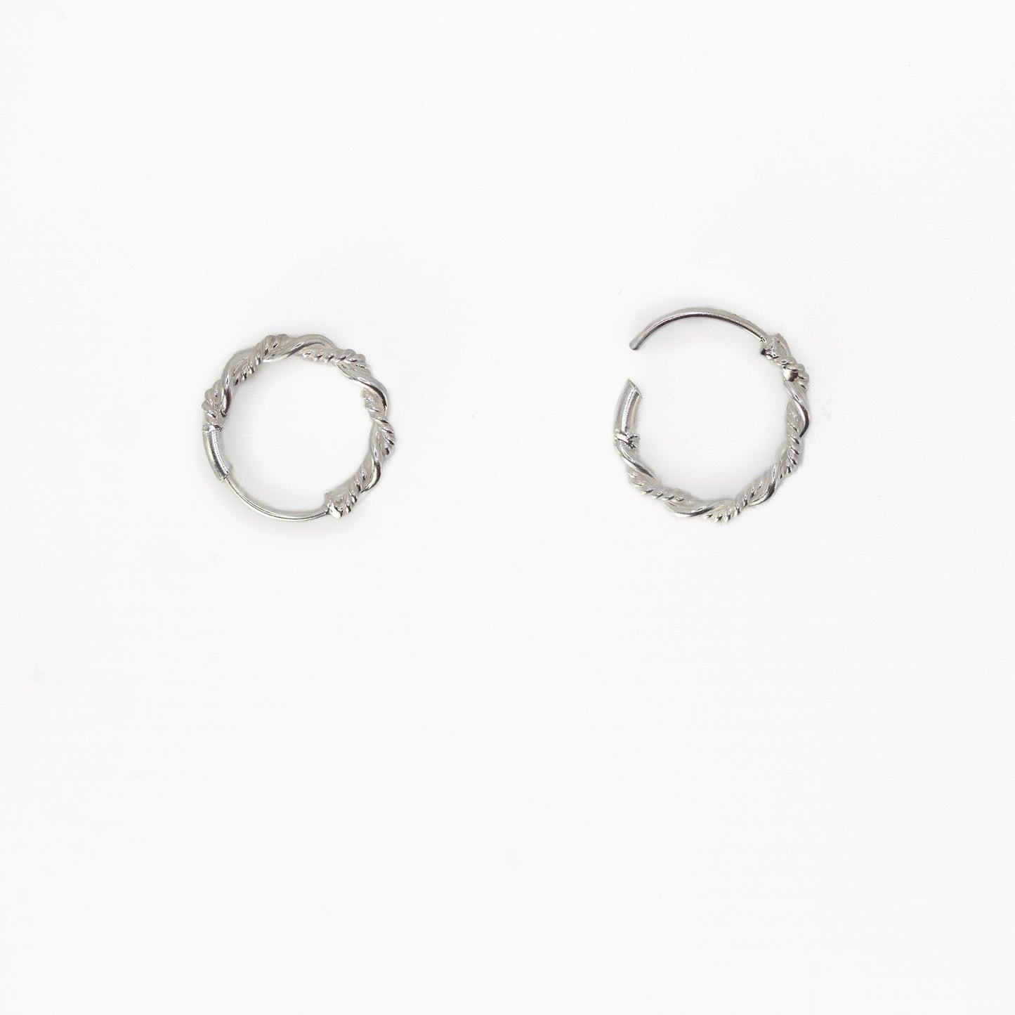 Silver Spiral Twist Hoops - 10mm