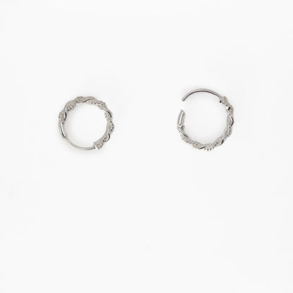 Silver Spiral Twist Hoops - 10mm