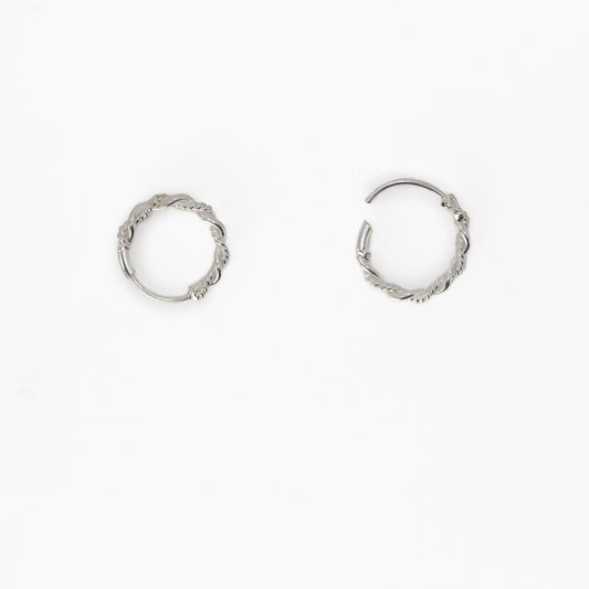Silver Spiral Twist Hoops - 10mm