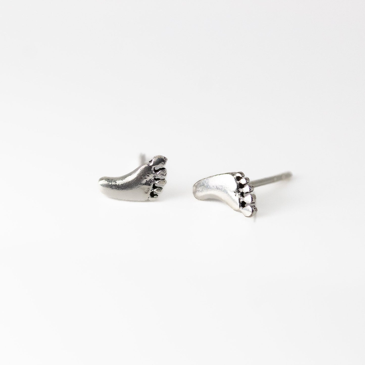 Silver Little Feet Stud Earrings